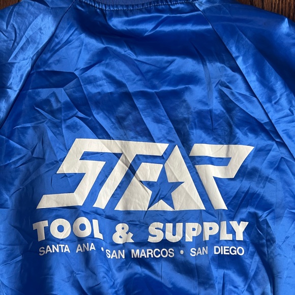 Urban Renewal VTG Hartwell Made USA Blue Nylon Jacket Small Medium Satin Jacket - Picture 8 of 10